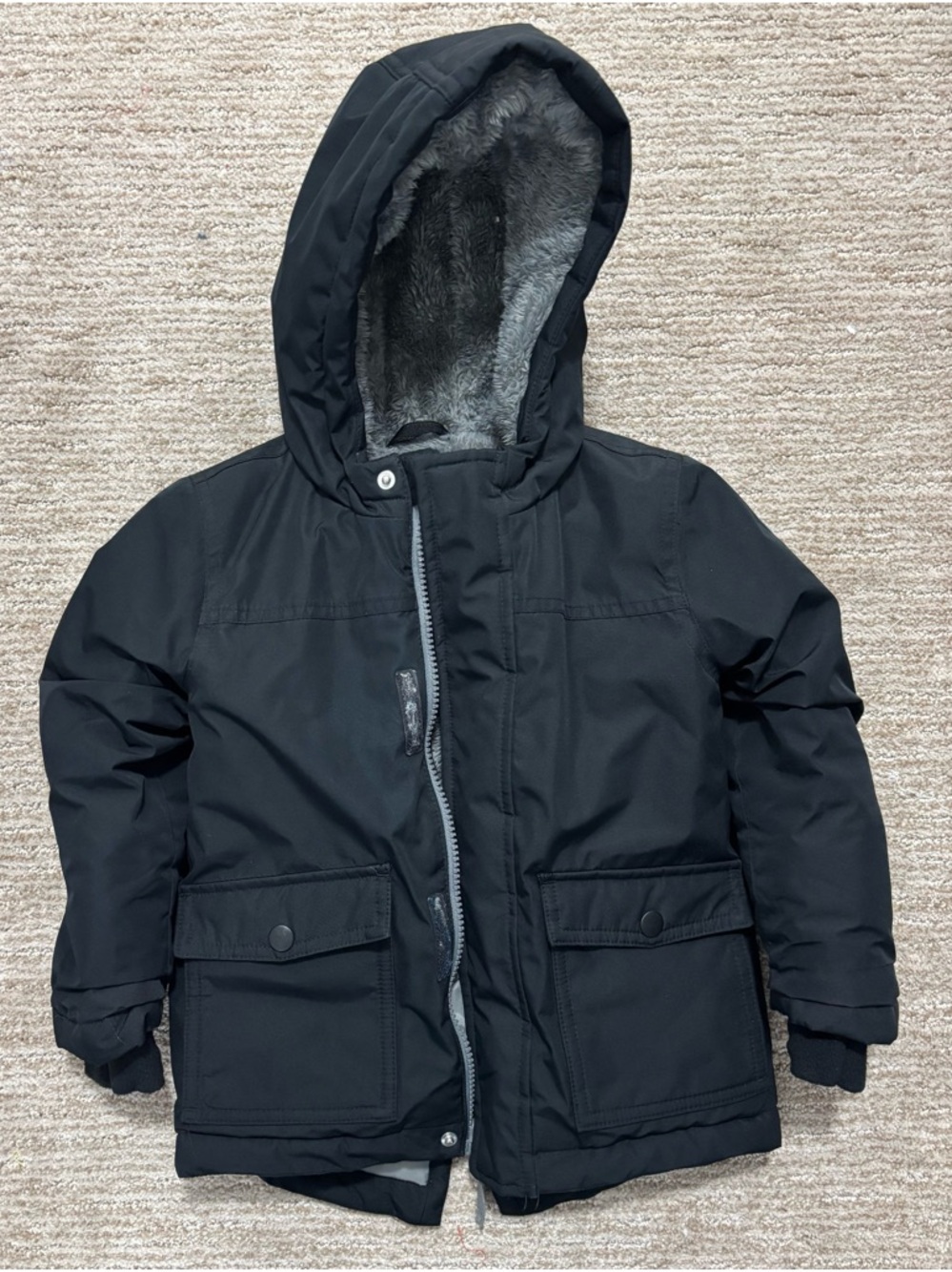 Cat & Jack Black Hooded Puffer Coat Waterproof